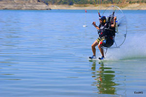 Vicente Palmero paramotors just touching the water